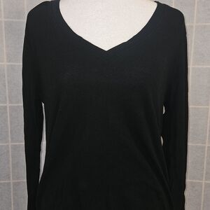 Splendid Black V-Neck Long Sleeve Thermal Top